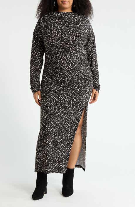 Renee C Long Sleeve Ruched Midi Dress