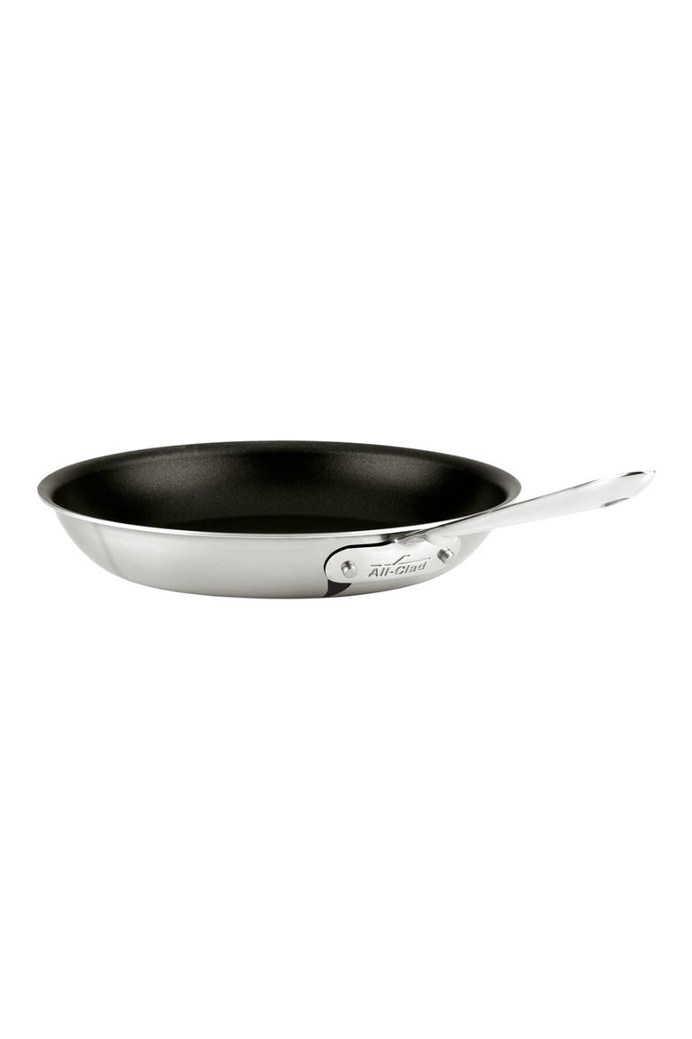 D5 Stainless Brushed 5-Ply Bonded Nonstick 10-Inch Fry Pan, Main, color, SILVER