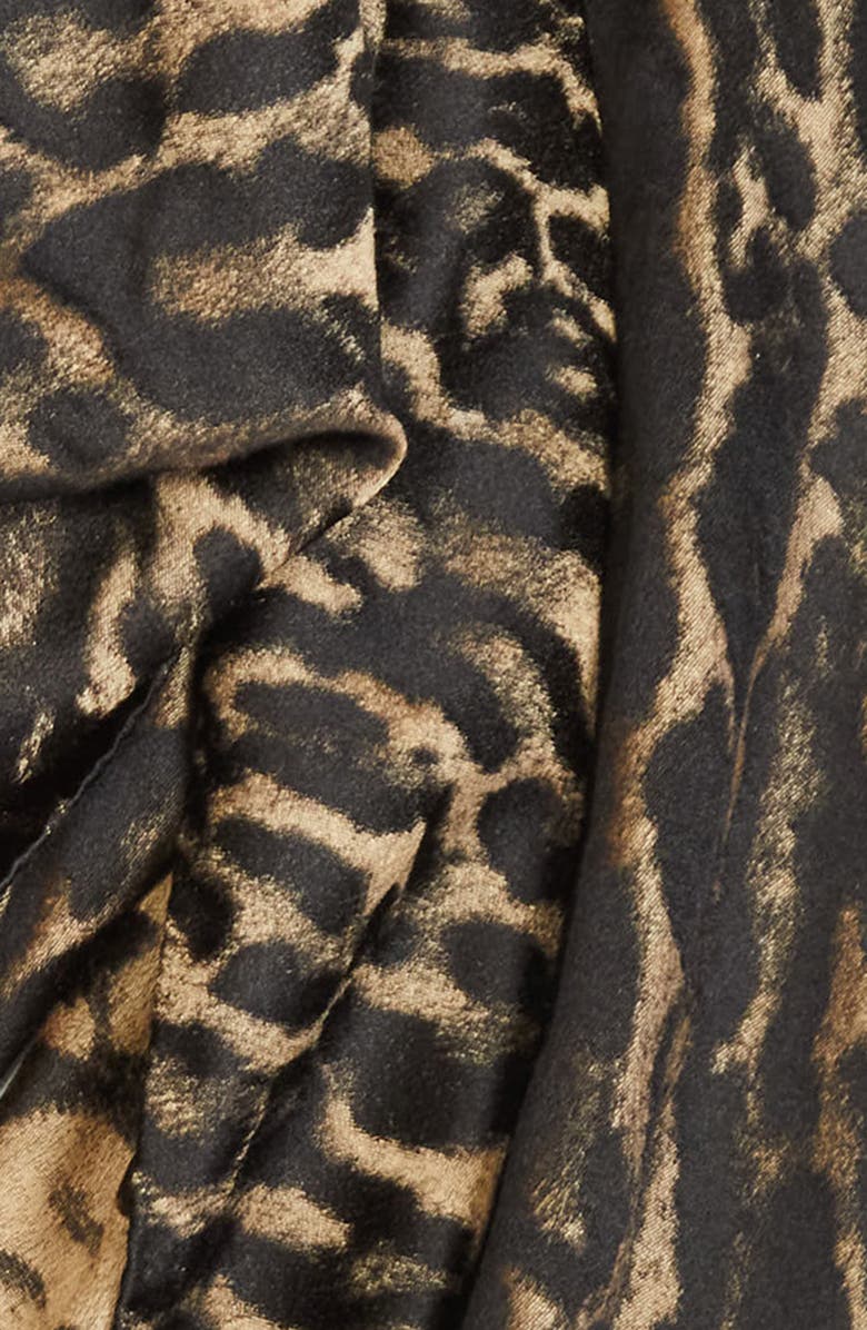 Saint Laurent Leopard Print Silk & Cashmere Square Scarf, Alternate, color, Beige/ Black