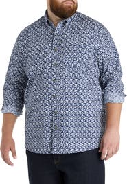 Harbor Bay by DXL Big & Tall Easy-Care Floral Print Sport Shirt