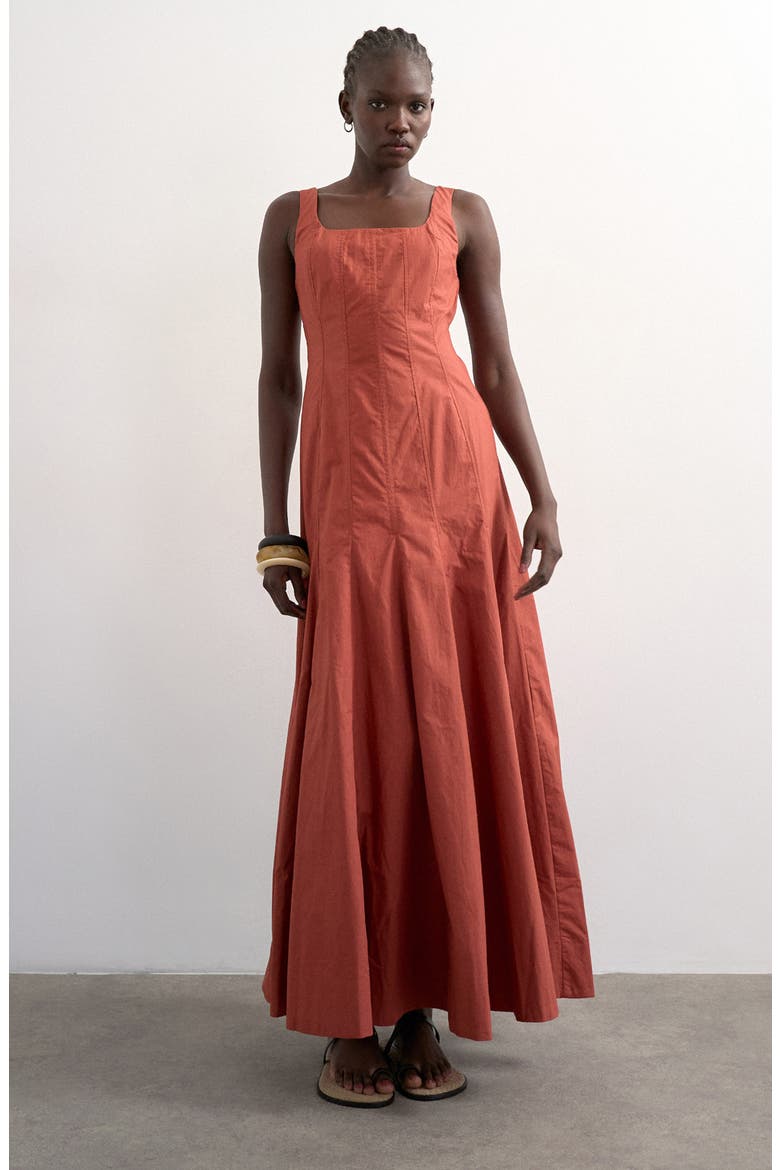 Drop Hem Cotton Maxi Sundress, Main, color, RUST