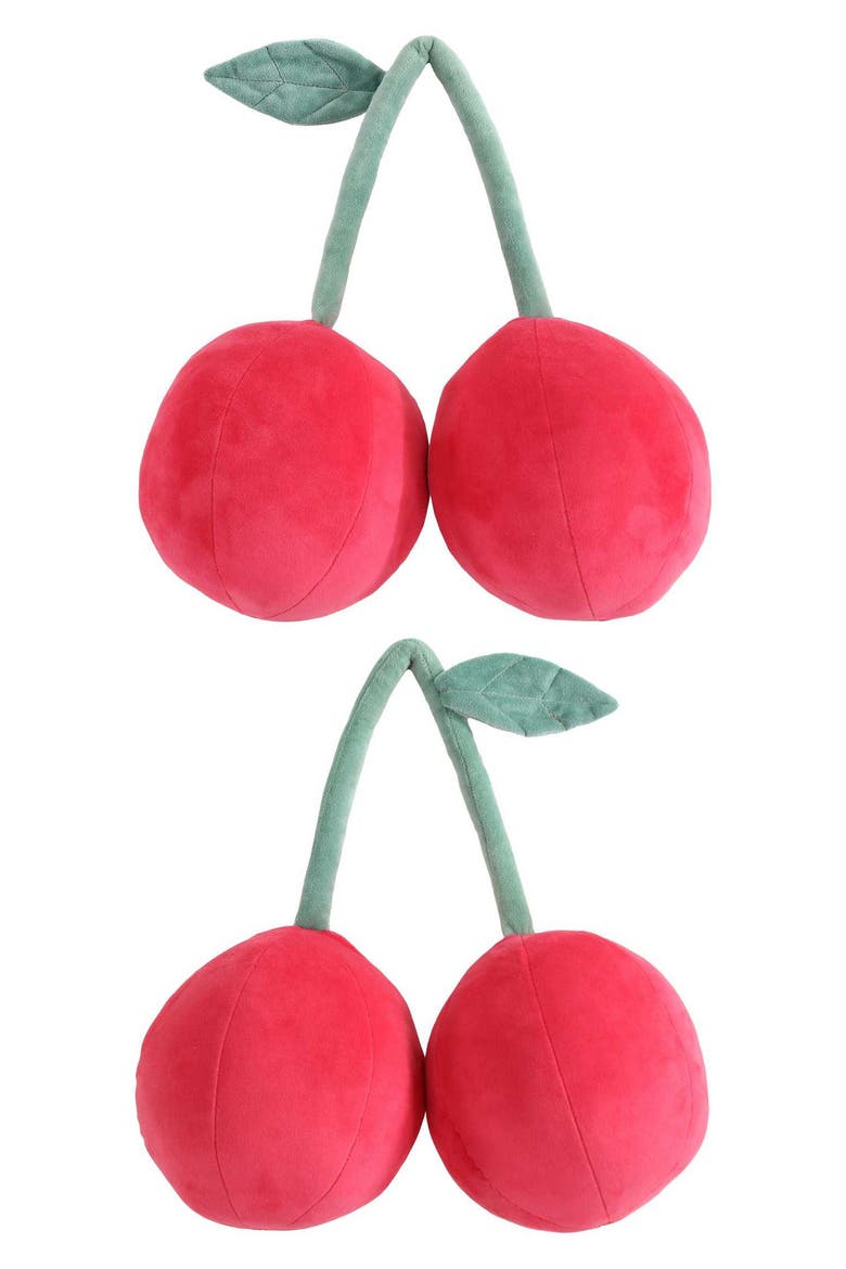 Cherry Plush Throw Pillow, Alternate, color, RED MULTI