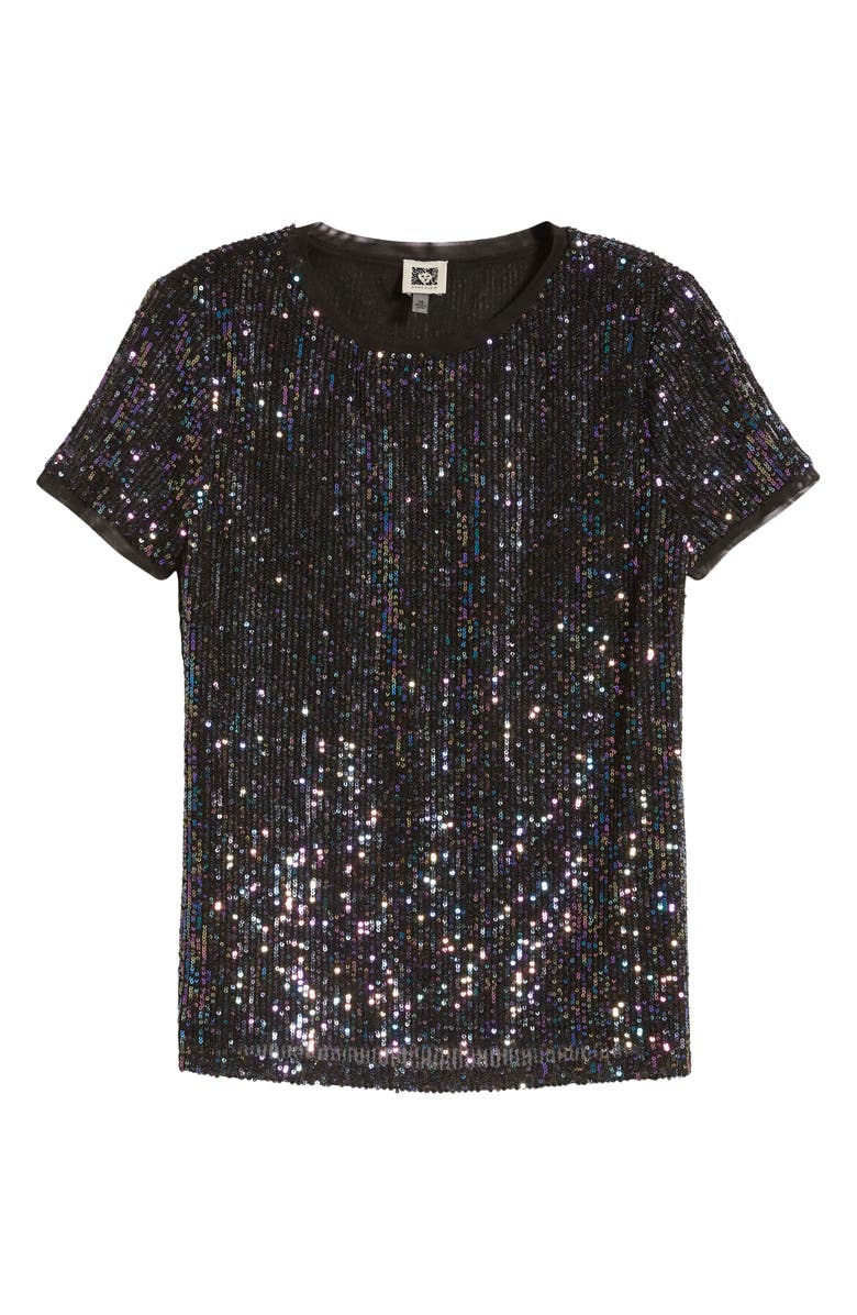 Anne Klein Iridescent Sequin Mesh Top, Alternate, color,