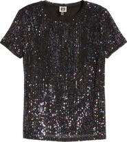 Anne Klein Iridescent Sequin Mesh Top