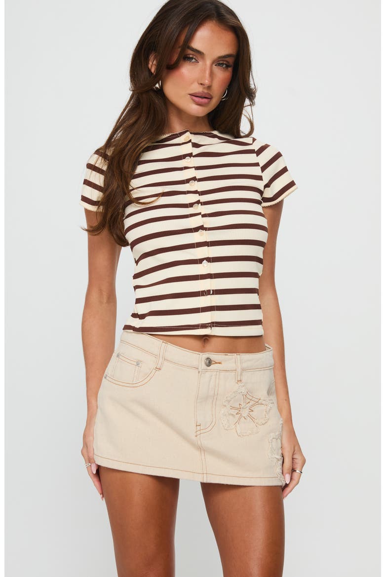 Daisee Low Rise Denim Miniskort, Alternate, color, CREAM