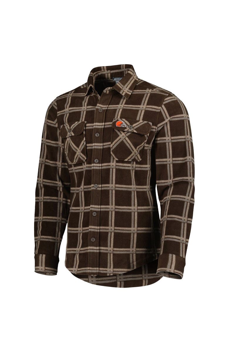 ANTIGUA Men's Antigua Brown Cleveland Browns Industry Flannel Button-Up Shirt Jacket, Alternate, color, Brown