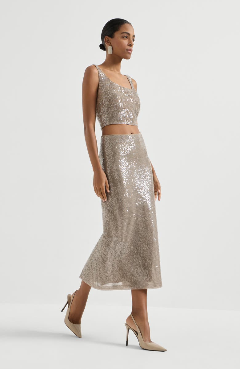 Brunello Cucinelli Dazzling Embroidery skirt, Alternate, color, Rope