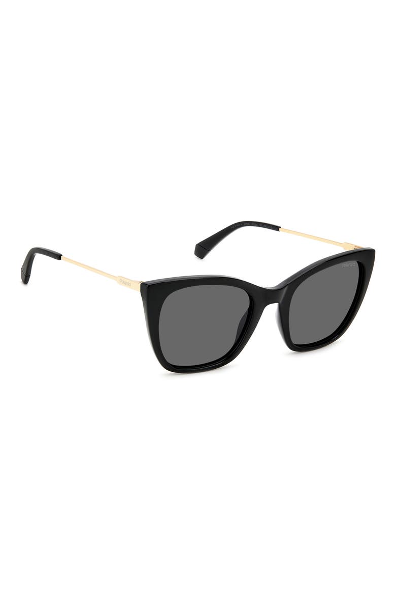 52mm Polarized Cat Eye Sunglasses, Alternate, color, BLACK/ GRAY POLAR