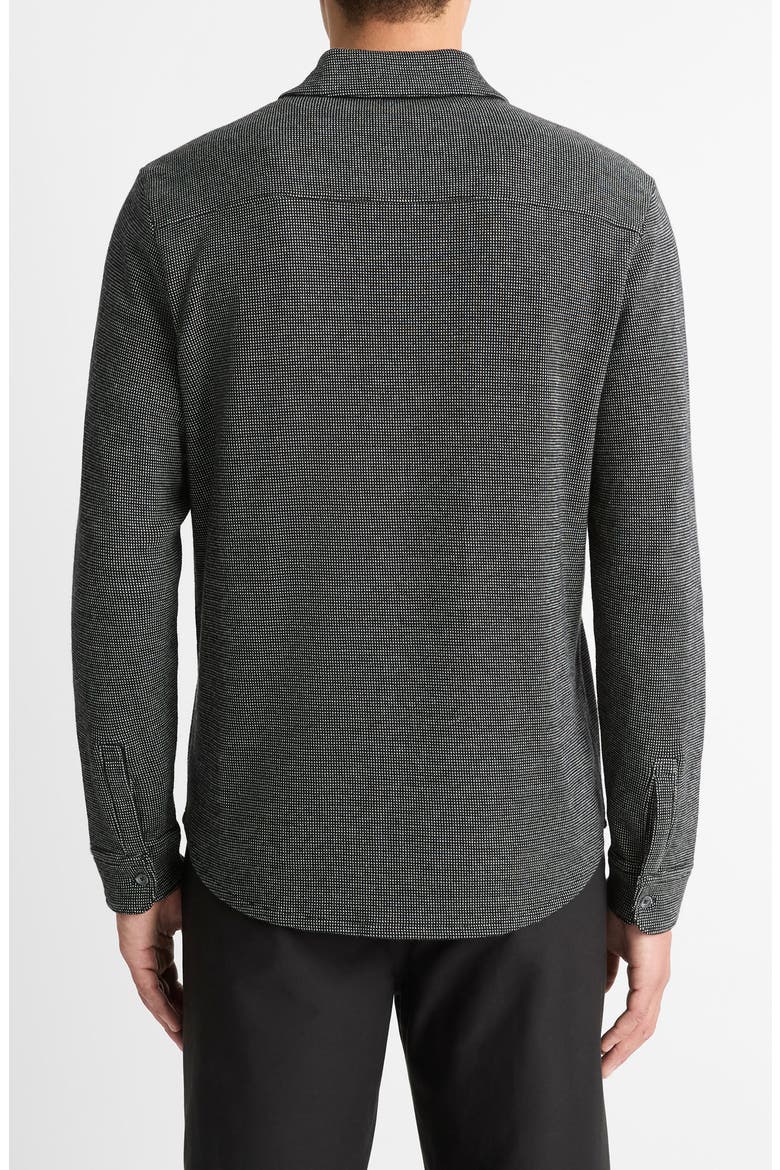 Bird's Eye Pima Cotton Knit Button-Down Shirt, Alternate, color, BLACK/ PEBBLE WHITE