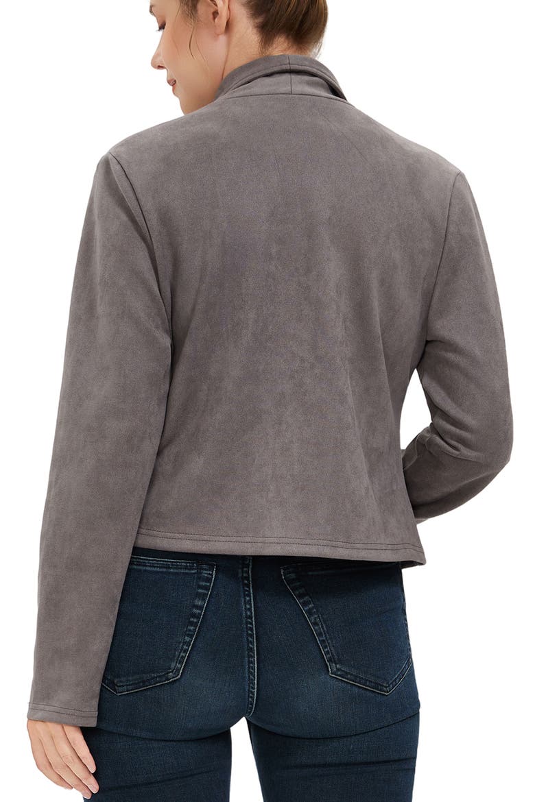 Women's Faux Suede Open Front Jacket, Alternate, color, Gray
