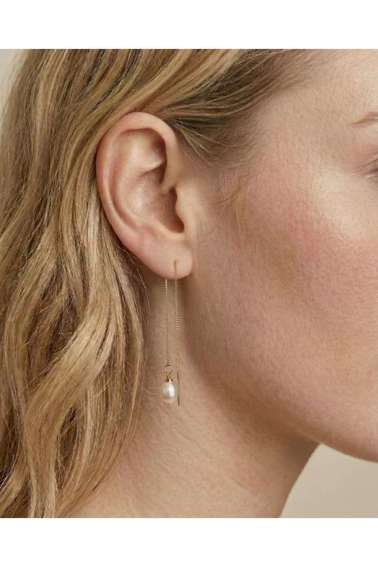 Lilith pearl thread earrings, Alternate, color, White