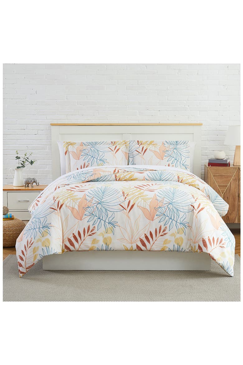 Tropic Leaf Duvet Cover Set, Alternate, color, TROPIC