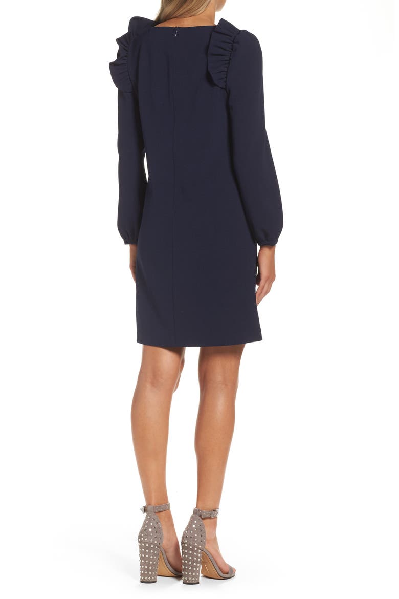 Shoulder Ruffle Shift Dress, Alternate, color, NAVY PEACOAT