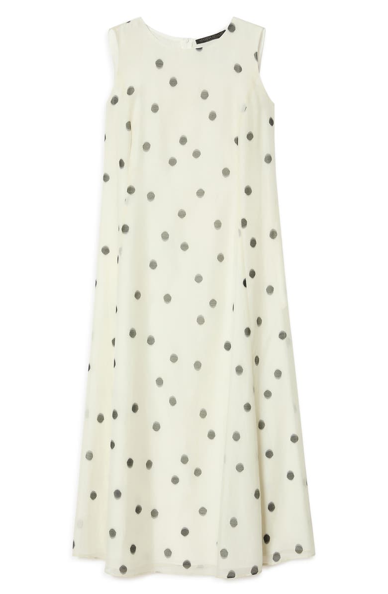 Marina Rinaldi Palato Polka Dot Cotton & Silk Voile Dress, Alternate, color, White
