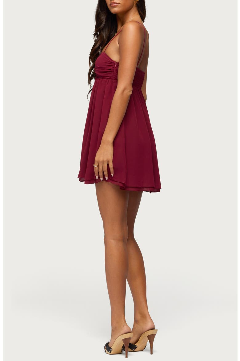 Ariellah Chiffon Babydoll Minidress, Alternate, color, BURGUNDY