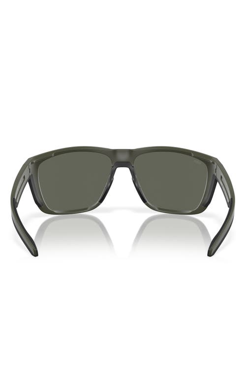 Costa Del Mar 62mm Polarized Square Sunglasses In Matte Olive/gray 580g