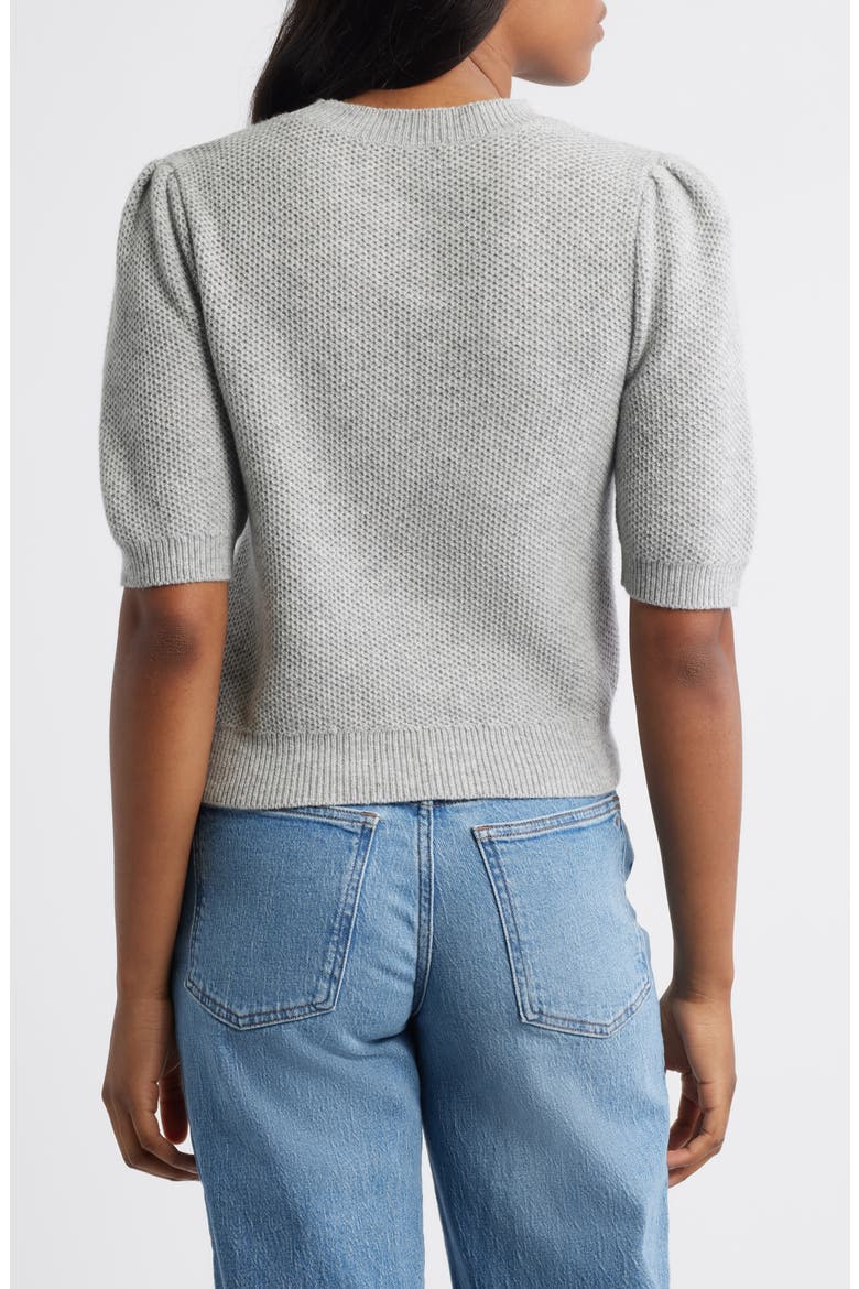 Puff-Sleeve Textured Sweater, Alternate, color, HEATHER STONE GREY