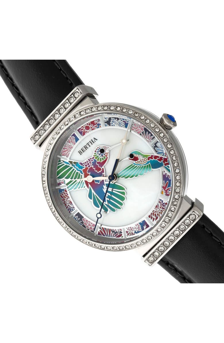 BERTHA Emily Mother-Of-Pearl Bracelet Watch, Alternate, color, Silver/Black