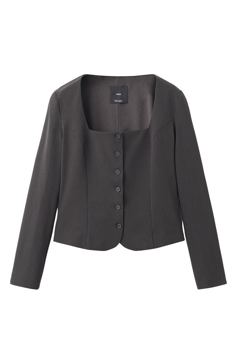 MANGO Tailored Crop Suit Blazer, Alternate, color, Grey