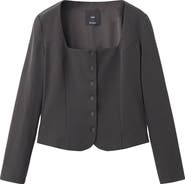 MANGO Tailored Crop Suit Blazer