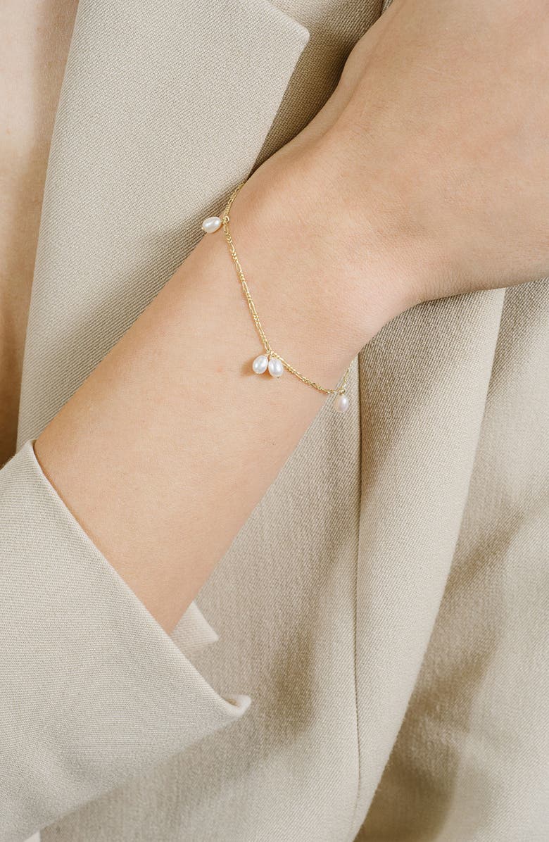 Poppy Finch Keshi Pearl Charm Bracelet, Alternate, color, 14K Yellow Gold