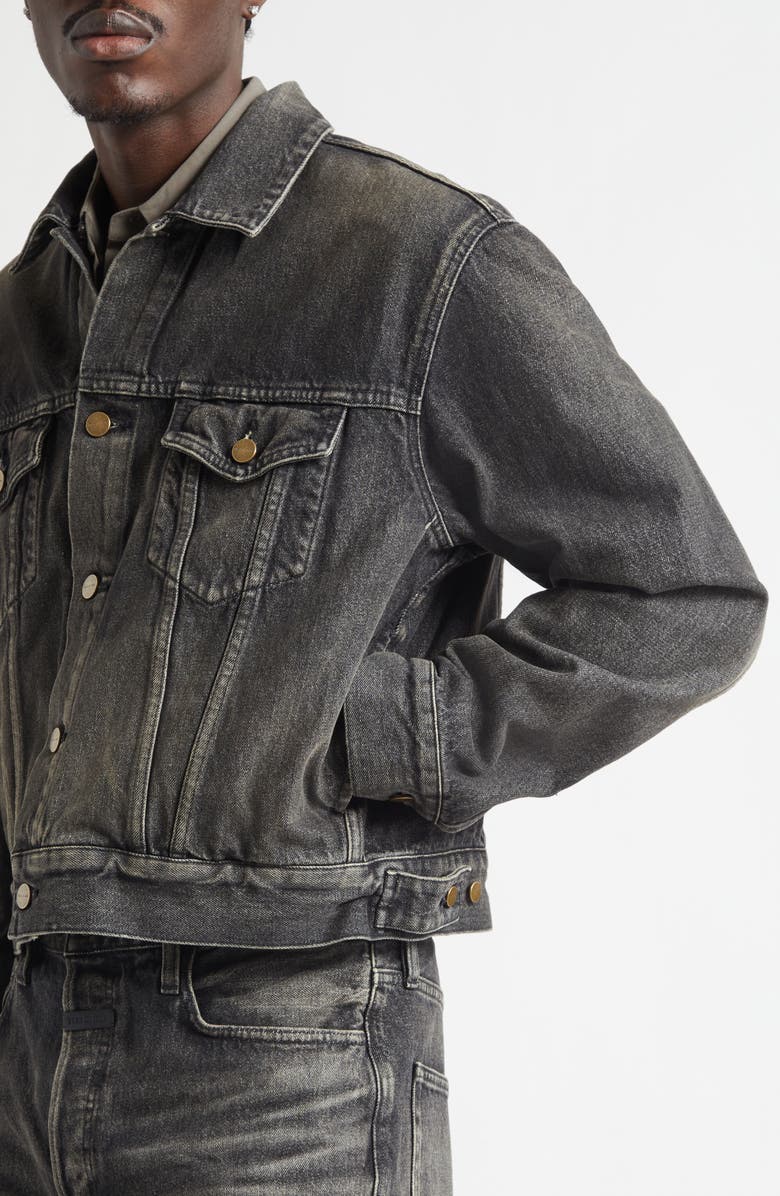 Fear of God Denim Trucker Jacket, Alternate, color, Worn Black Worn Black
