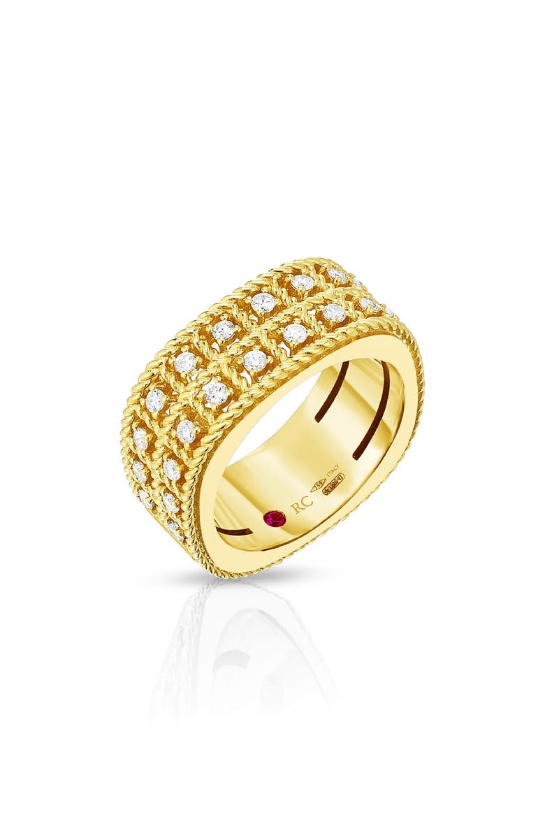 Roberto Coin Byzantine Double Row Diamond Ring, Main, color, 
