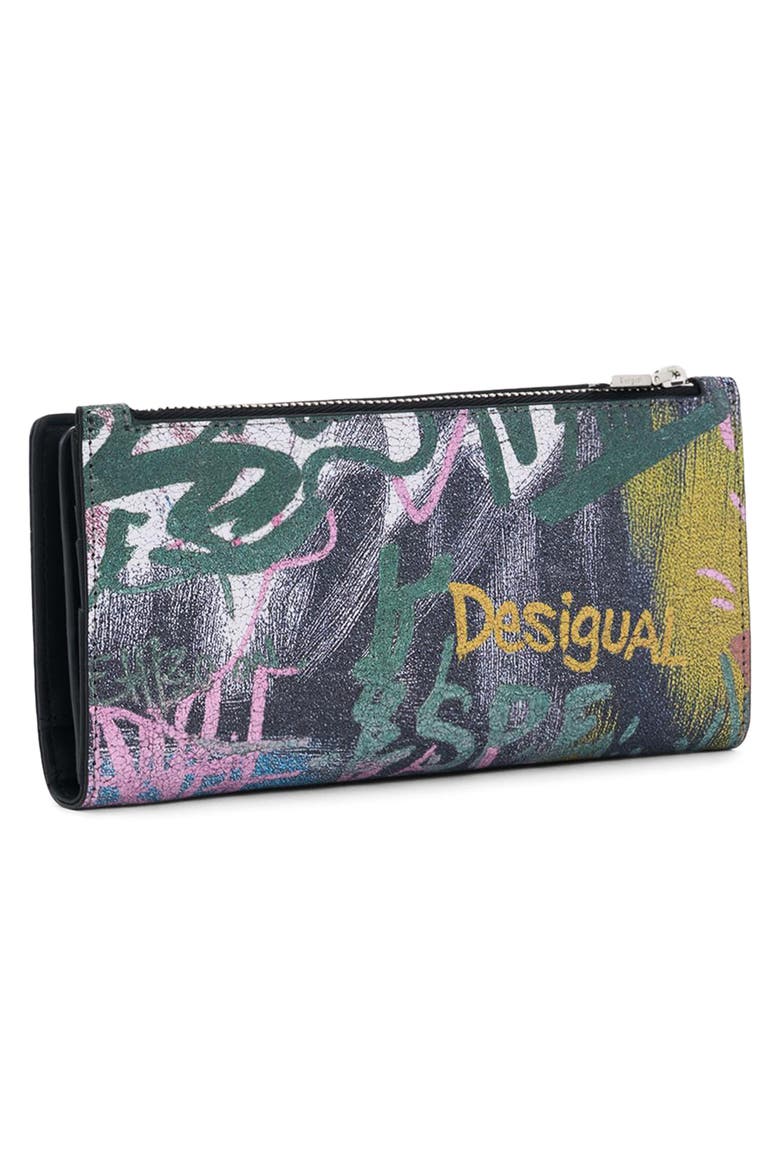 Logo Print Continental Wallet, Alternate, color, BLACK MULTI