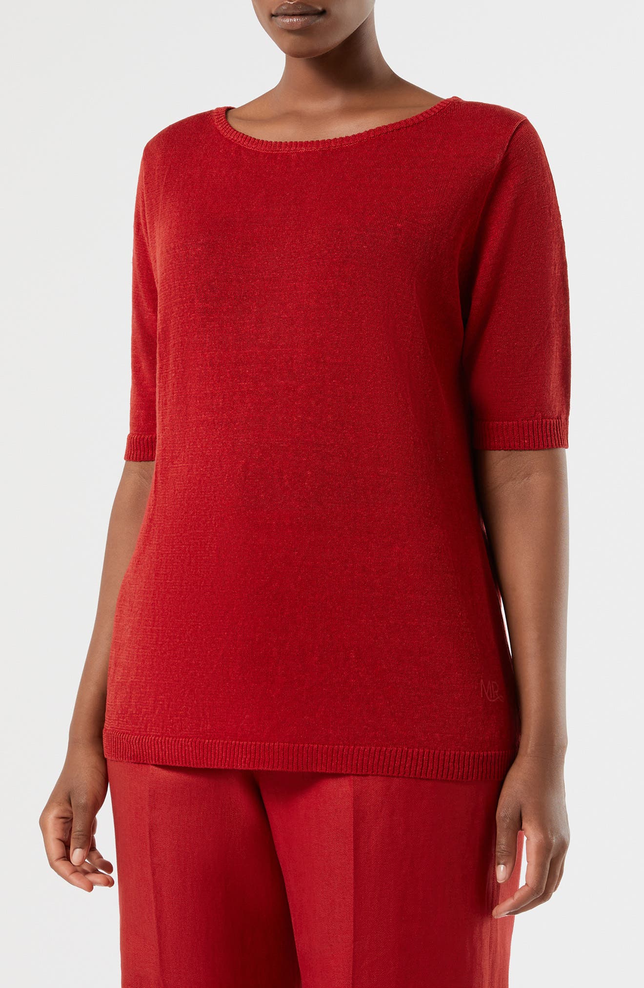 Short Sleeve Linen Blend Sweater