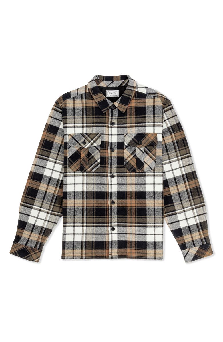 Hurley Santa Cruz Seaside Plaid Flannel Button-Up Shirt Jacket, Alternate, color,