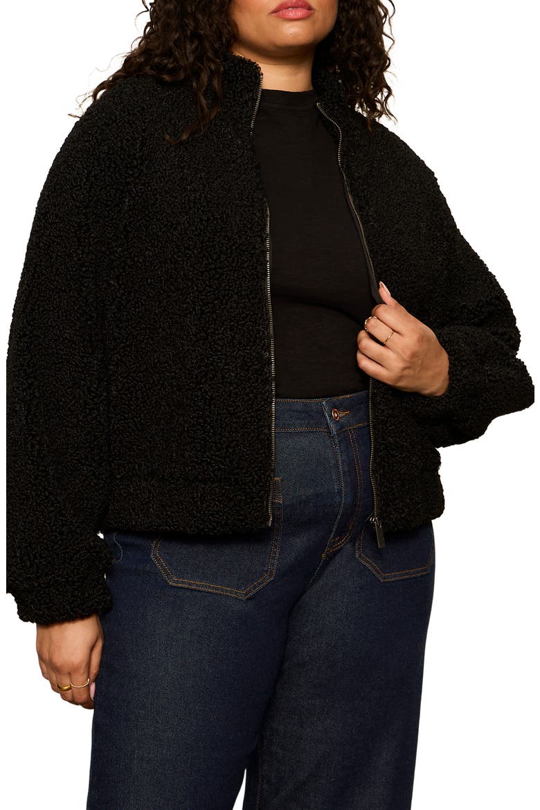 Cloud Nine Fleece Bomber Jacket, Main, color, BLACK