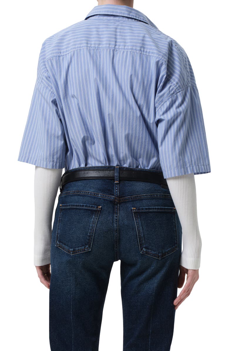 Citizens of Humanity Frances Cape Crop Cotton Button-Up Shirt, Alternate, color, Kindered Stripe