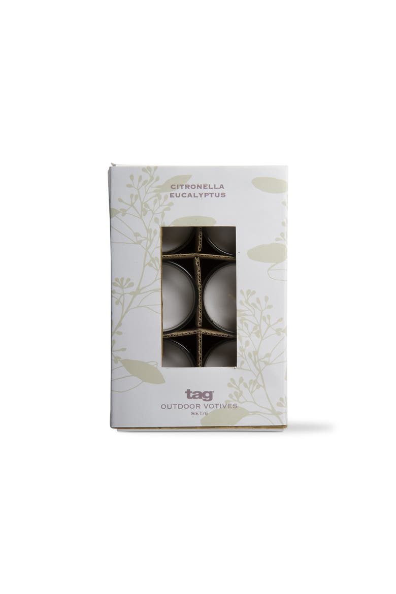 Citronella Eucalyptus Votives Set of Six Scented Candles, Main, color, Beige
