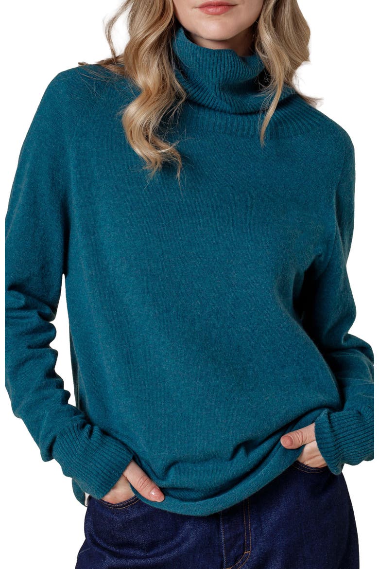 British Geelong Slouch Turtle Neck, Alternate, color, Teal