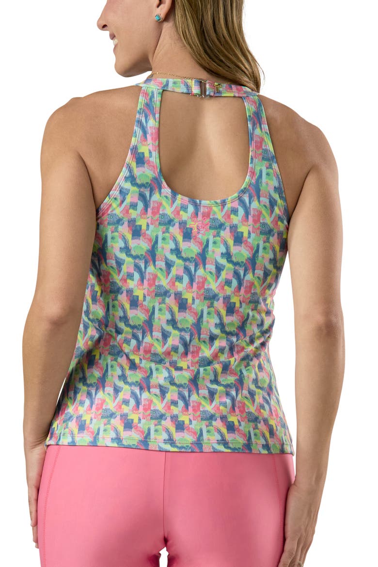 High Neck Tankini, Alternate, color, Pink Lemonade Sand Art