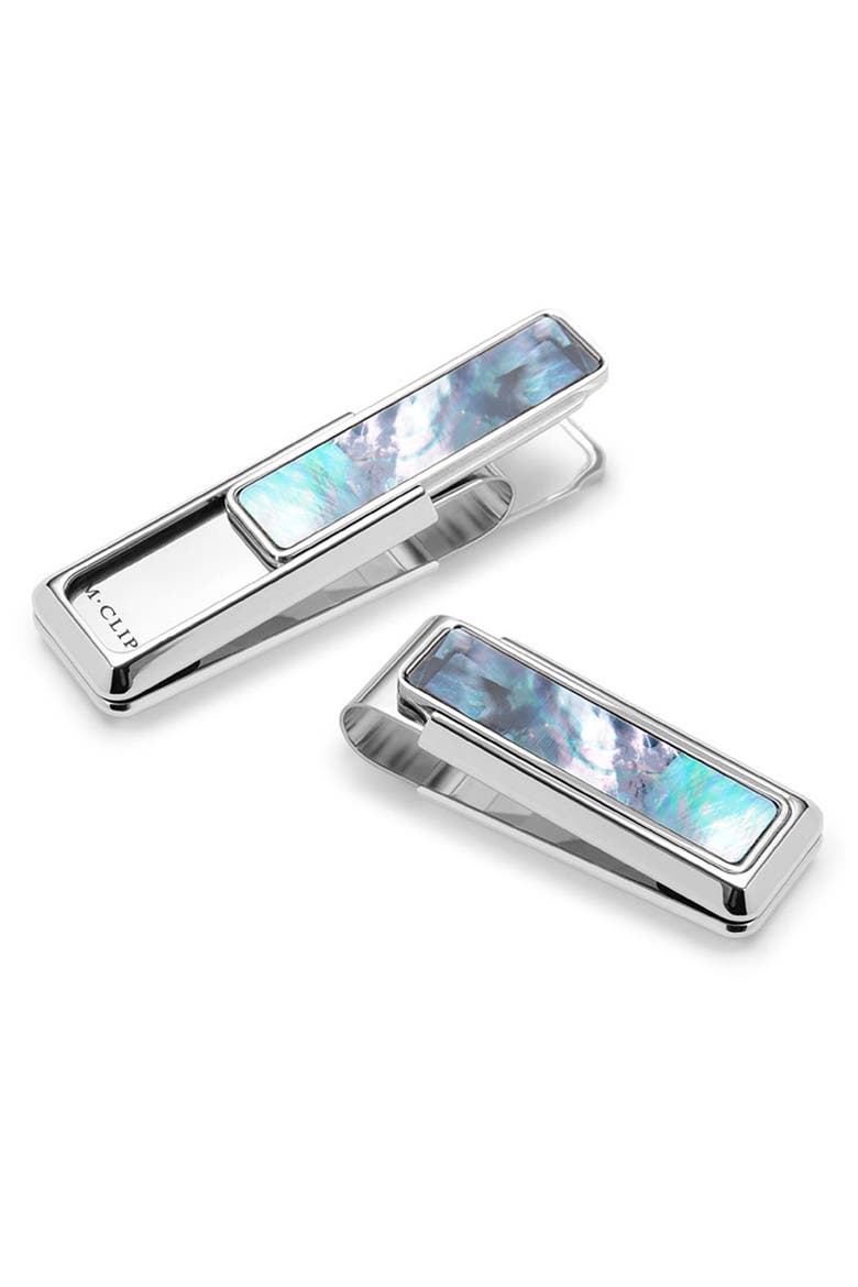 Mother-of-Pearl Inlay Money Clip, Main, color, GRAY