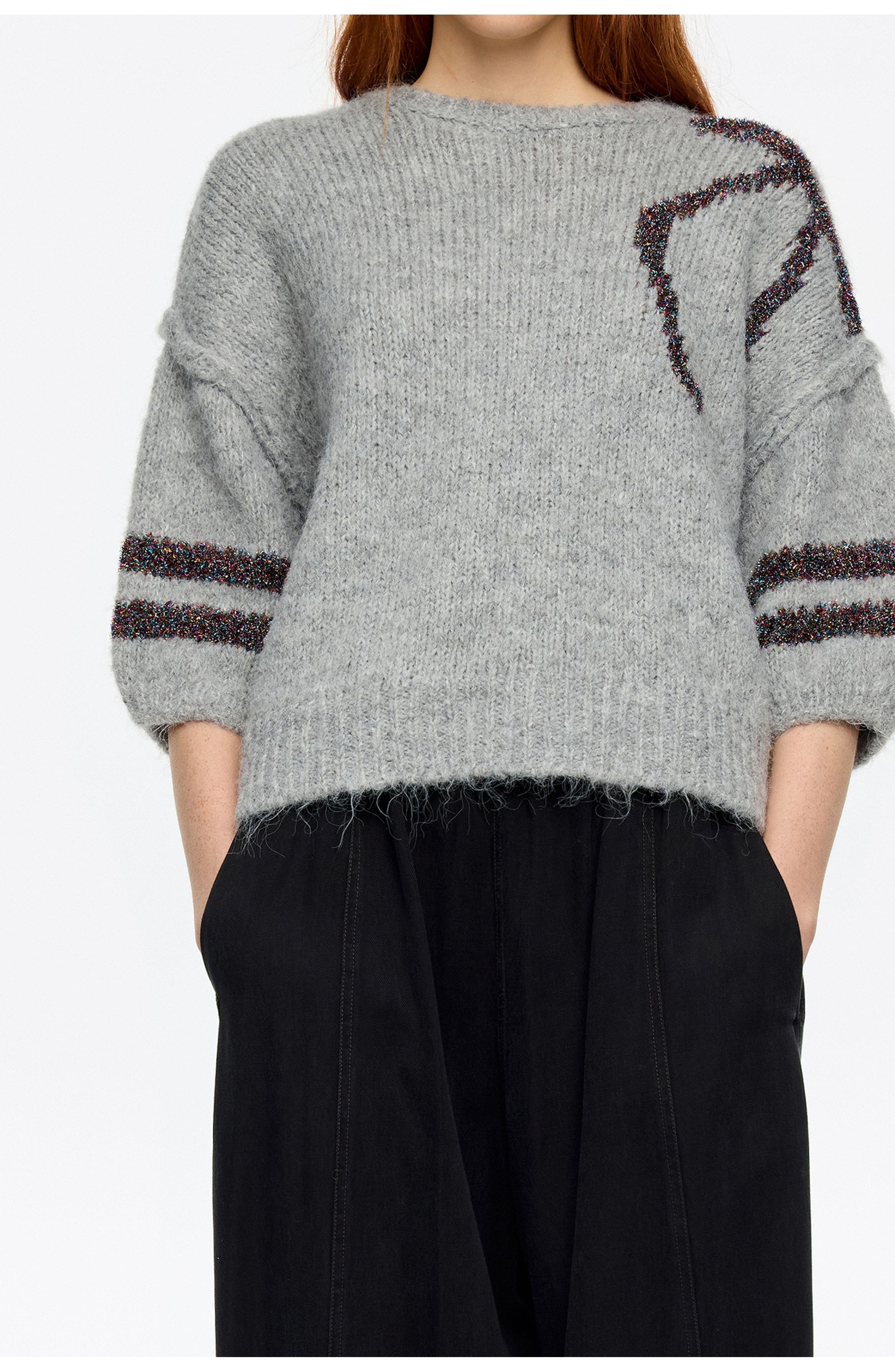 Light Gray Tinsel Balloon Sweater
