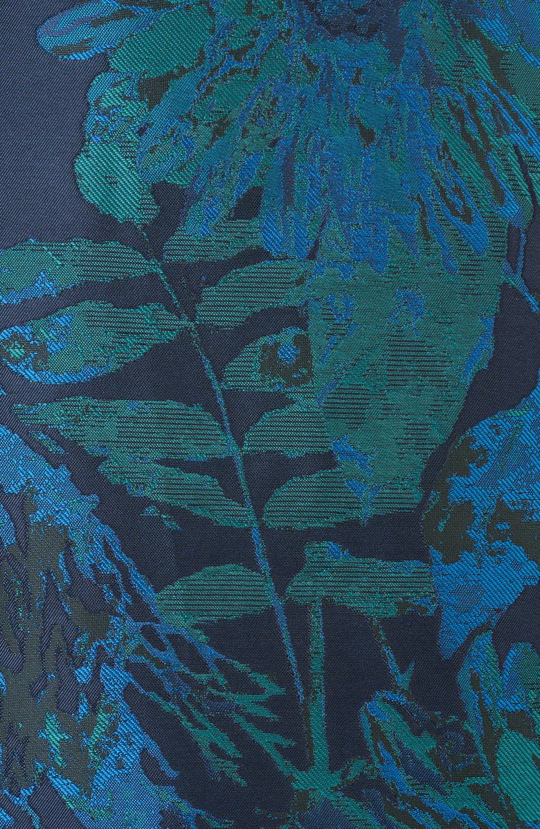 Adrianna Papell Floral Jacquard High-Low Fit & Flare Cocktail Dress, Alternate, color, Cobalt Multi