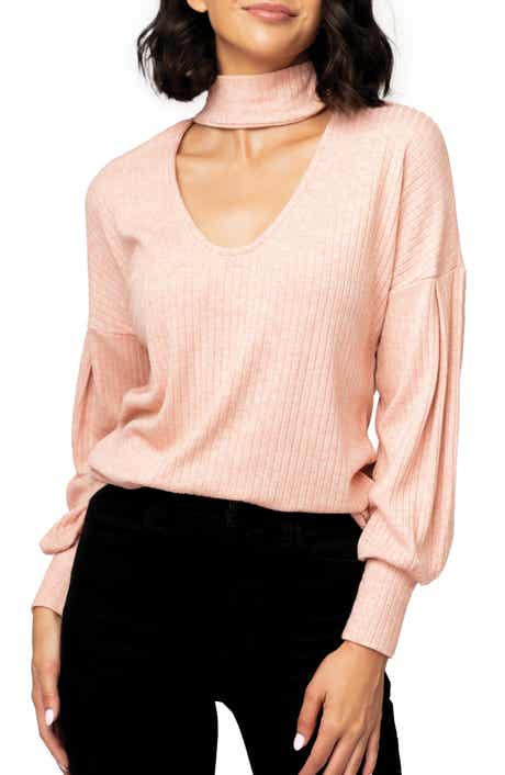 GIBSONLOOK Cutout Mock Neck Sweater