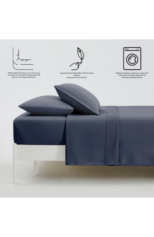 Southshore Fine Linens Premium Collection Pleated Extra Deep Pocket Sheet Set In Dark Blue