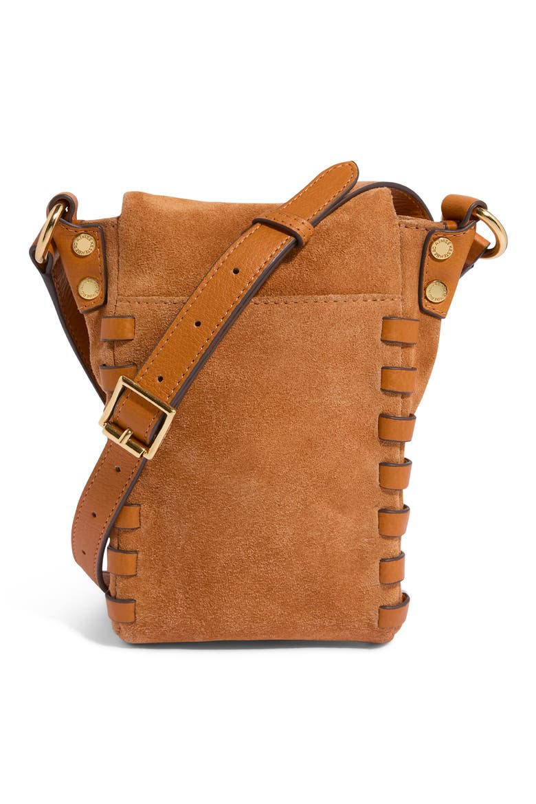 Zen Suede Phone Crossbody Bag, Alternate, color, RUSTIC CARAMEL SUEDE