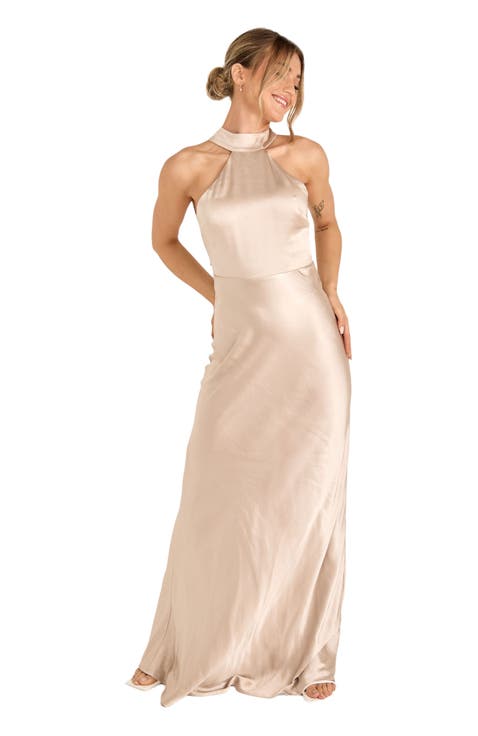 Halter Neck Satin Bridesmaid Dress
