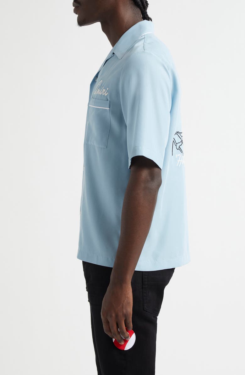 AMIRI Billiards Club Camp Shirt, Alternate, color, Ocean Sky