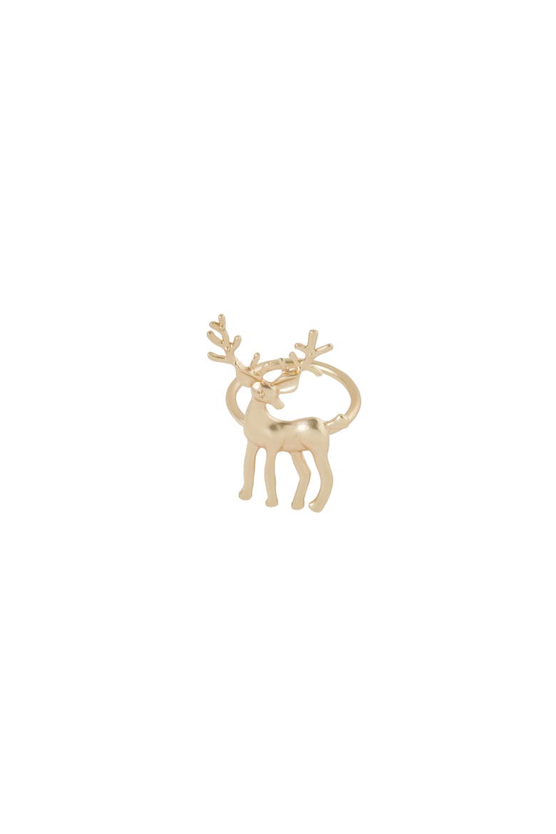 Gold Deer Standard Premium Christmas Set of 4 Metal Cloth Napkin Rings, Alternate, color, Gold