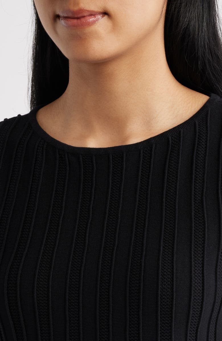 Anne Klein Rib Peplum Tank, Alternate, color, Anne Black