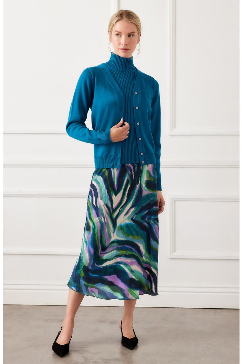 V-Neck Cardigan, Alternate, color, TEAL