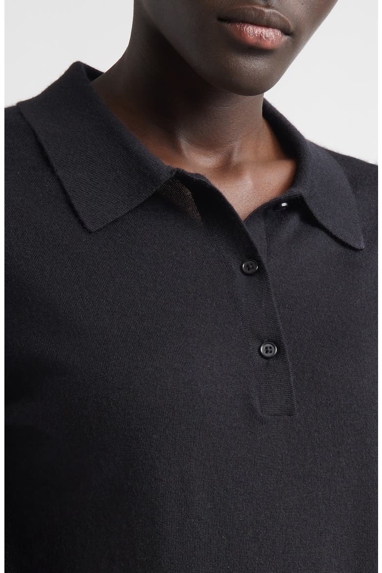 Migo Short Sleeve Cashmere Polo Sweater, Alternate, color, BLACK