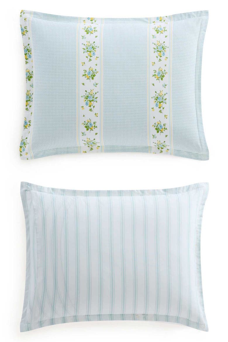 Annabelle Stripe Cotton Comforter Set, Alternate, color, WHITE/ WINTER BLUE/ YELLOW