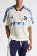 NAHMIAS 24 Oversize Cotton Pointelle V-Neck Soccer Jersey