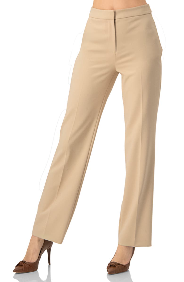 IVONNE Beige Tailored Trousers, Alternate, color, Beige
